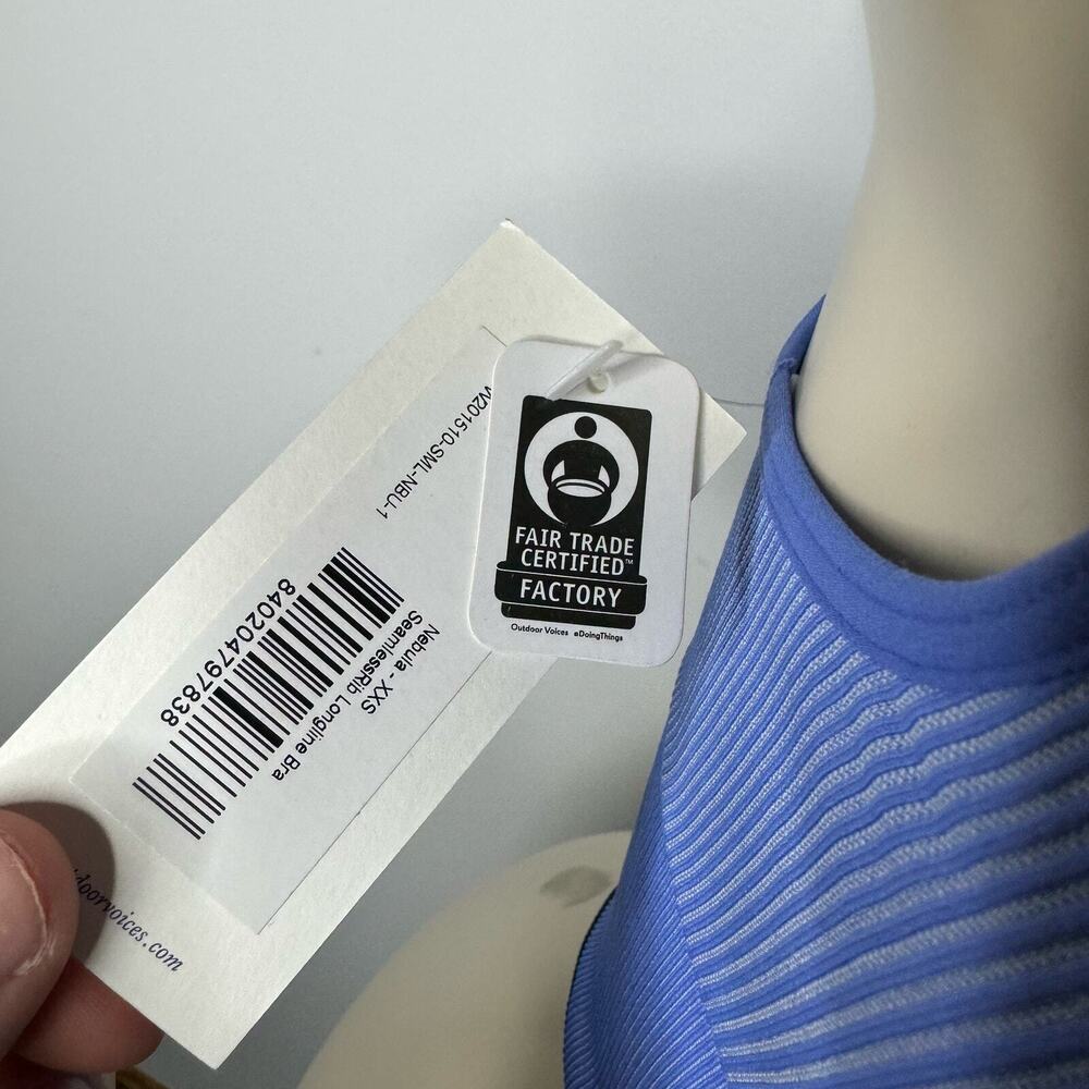 Outdoor Voices Women's Size XXS Seamless Ribbed Knit Longline Bra Blue NWT - Picture 6 of 9